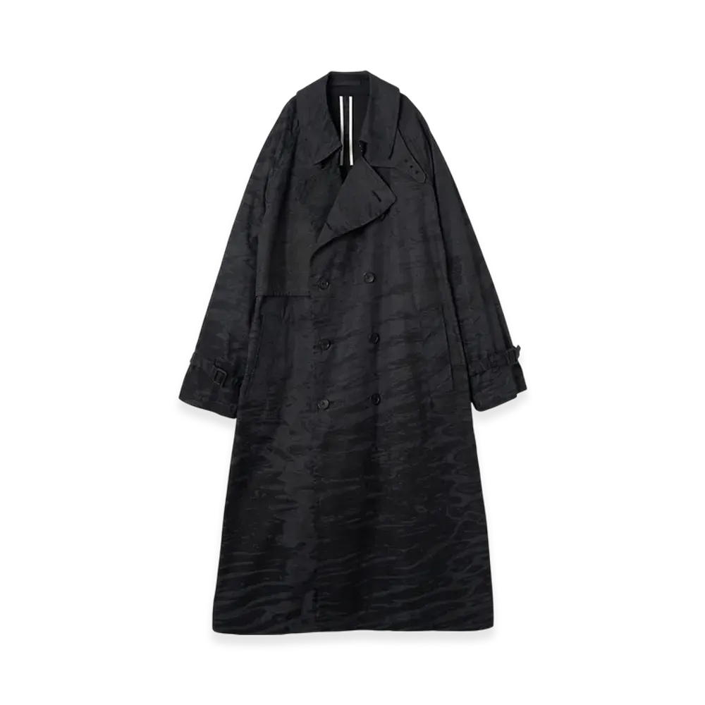 YOKE Photo Printed Finx Cotton Washer Gabadine Trench Coat "Black"