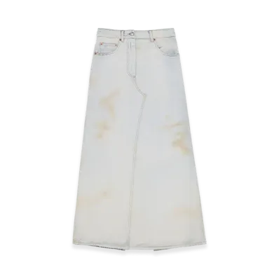 MM6 Maison Margiela Women's Twisted Denim Maxi Skirt "Light Blue"
