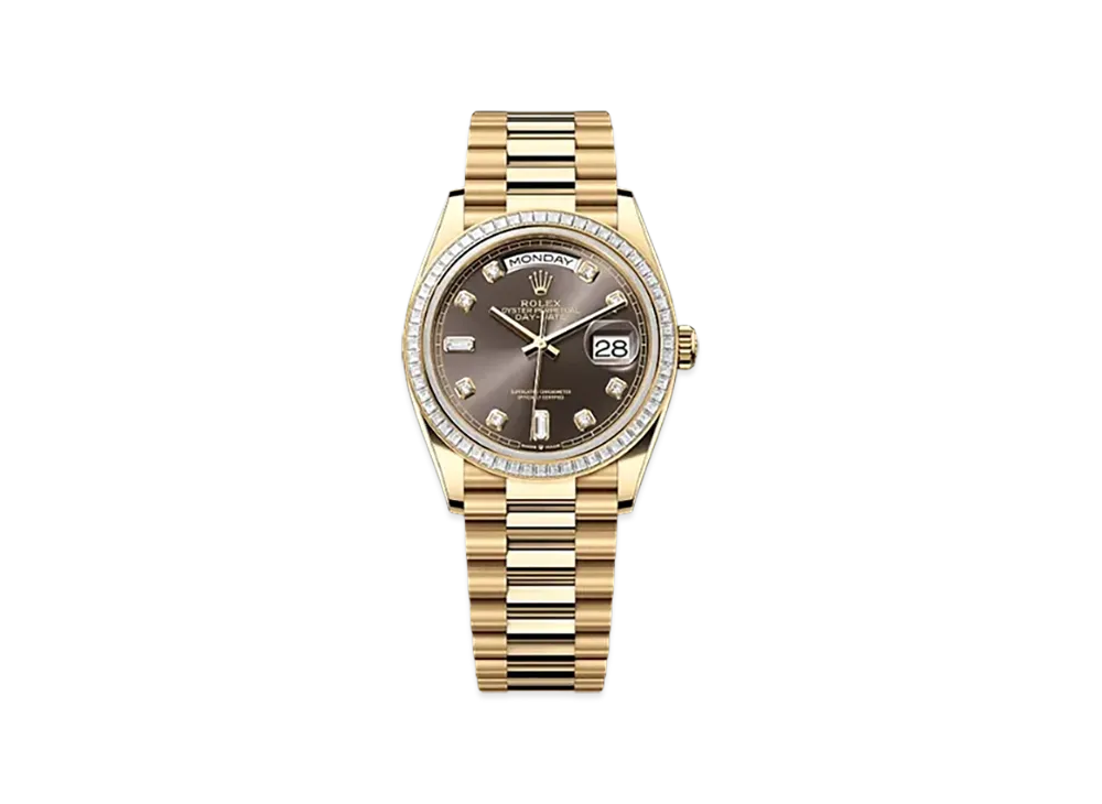 ROLEX Day-Date 36mm Yellow Gold Diamond 128398TBR "Dark Grey"