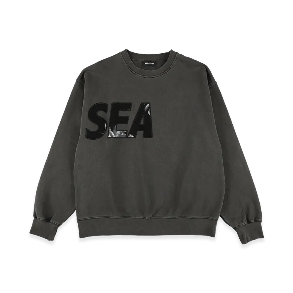 WIND AND SEA Palm Tree Pachwork Crew Neck Sweat Shirt "Black"