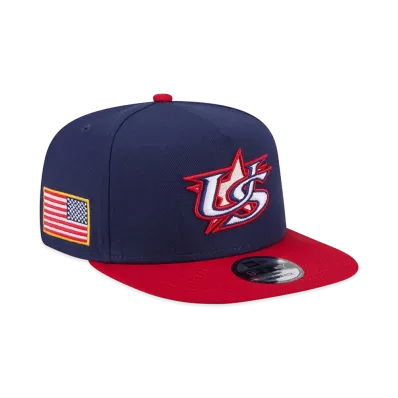 NEW ERA USA Baseball 2026WBC World Baseball Classic 9Fifty A-Frame Snapback Hat "Navy/Red"