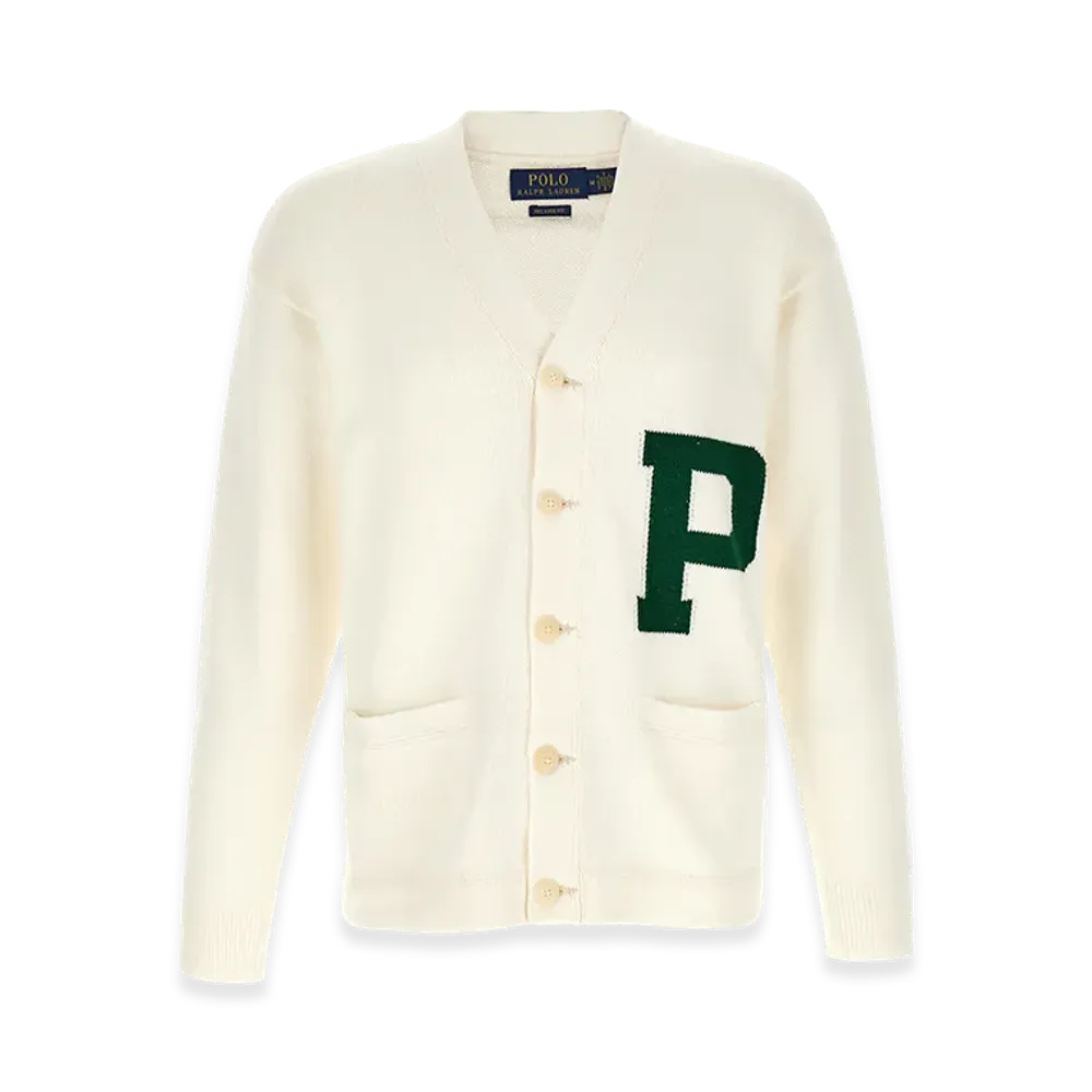 Polo Ralph Lauren Letter Intarsia Cardigan "White"