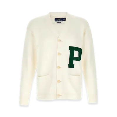 Polo Ralph Lauren Letter Intarsia Cardigan "White"