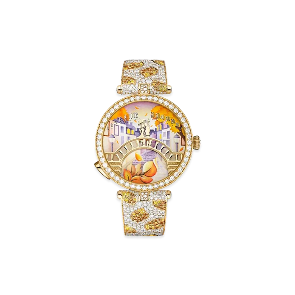 Van Cleef & Arpels Lady Arpels Pont des Amoureux Automne watch "18K Yellow gold/Sapphire/Spessartite/Diamond"