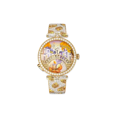 Van Cleef & Arpels Lady Arpels Pont des Amoureux Automne watch "18K Yellow gold/Sapphire/Spessartite/Diamond"