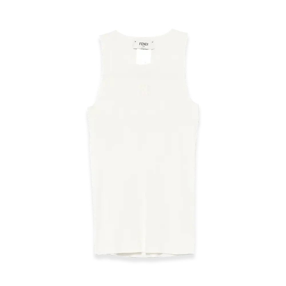 FENDI Women's Tank Top Logo Devore "White"