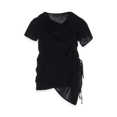 Yohji Yamamoto High Twisted Single Jersey Gather Short Sleeve "Black"