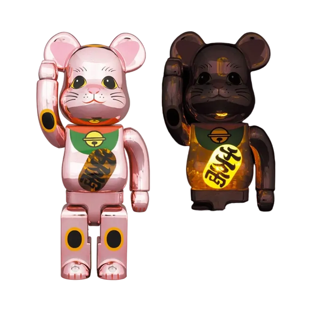 Bearbrick Maneki Neko Peach Gold Plated luminous 400%