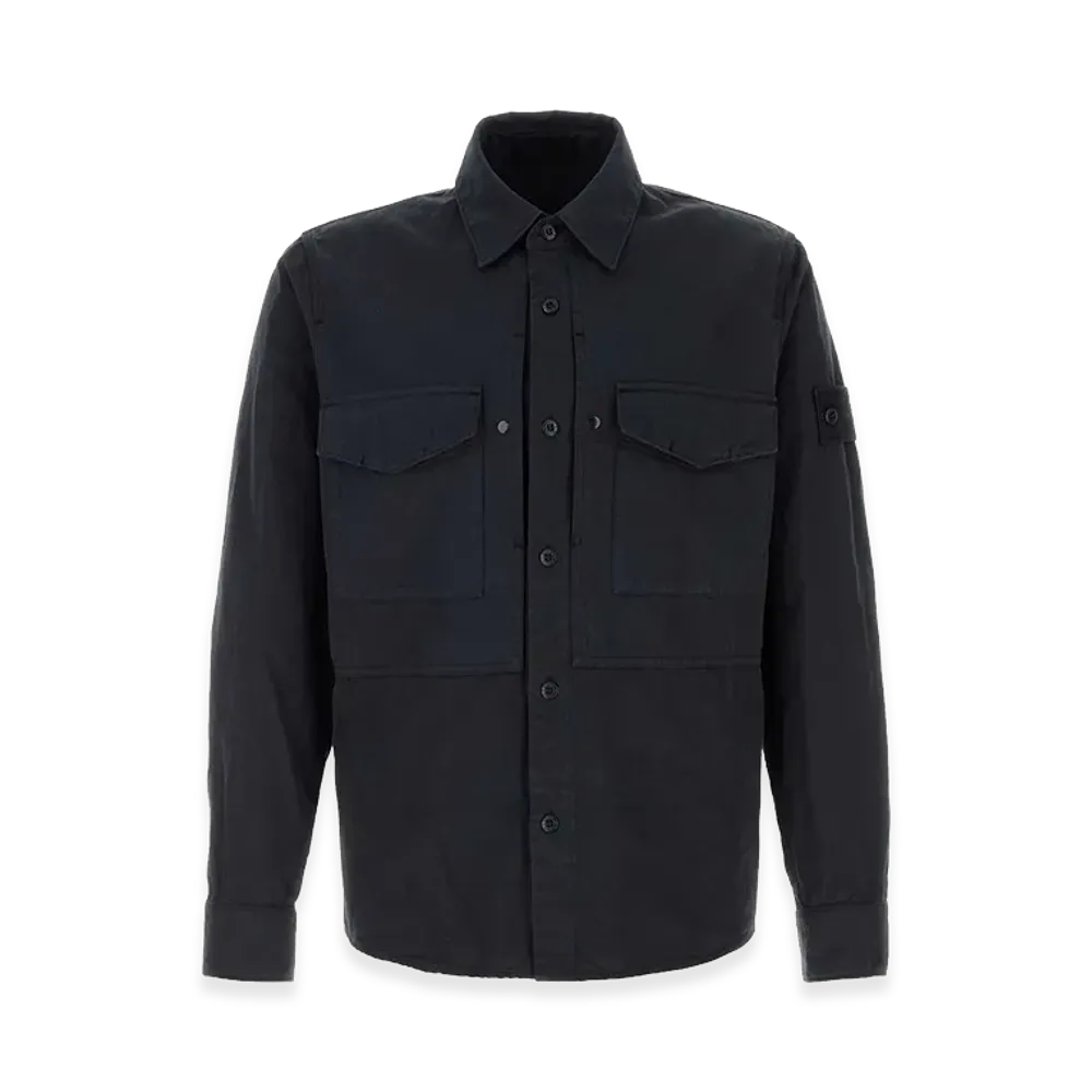 Stone Island Navy Blue Cotton Blend Shirt "Blue"