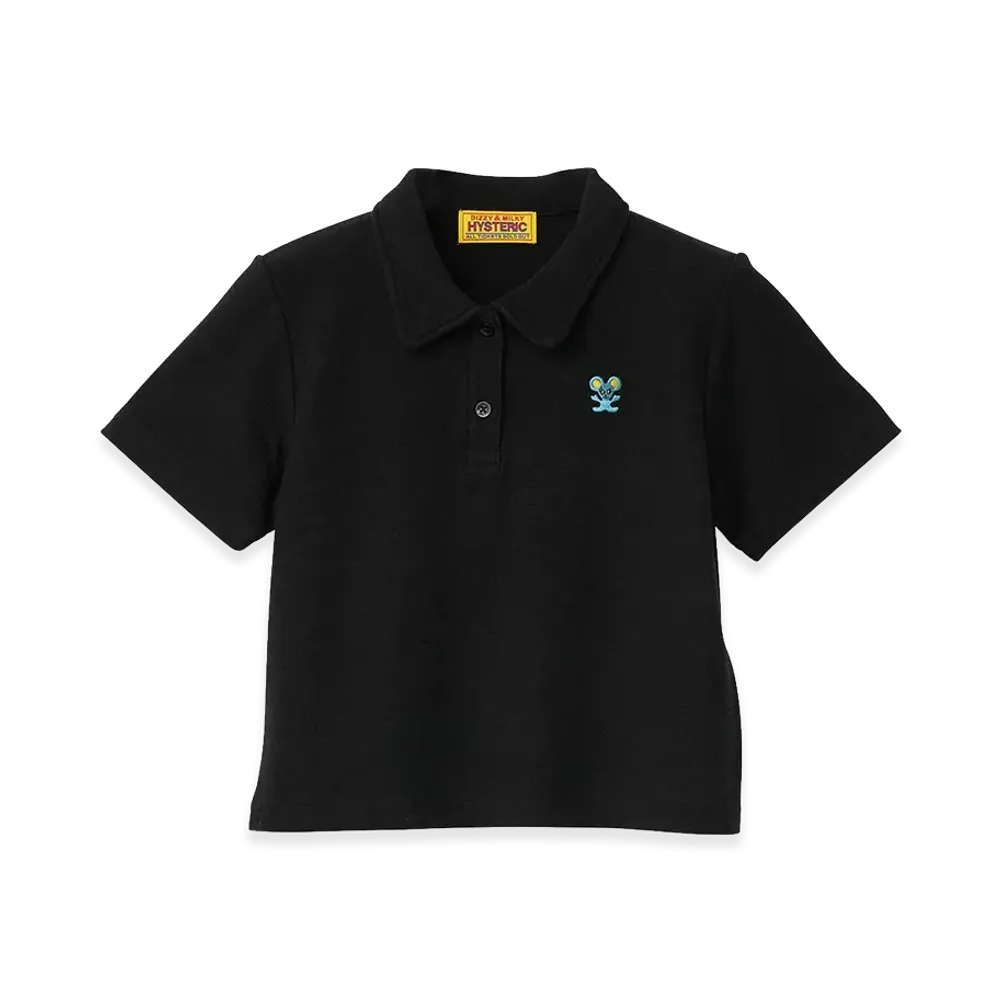 HYSTERIC GLAMOUR Women's HYS Mouse Embroidered Polo Shirt "Black"