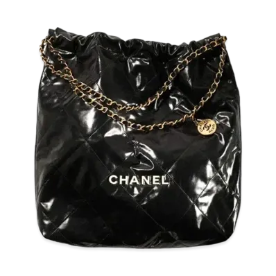 CHANEL 22 Large Hand Bag Shiny Calfskin "Black"