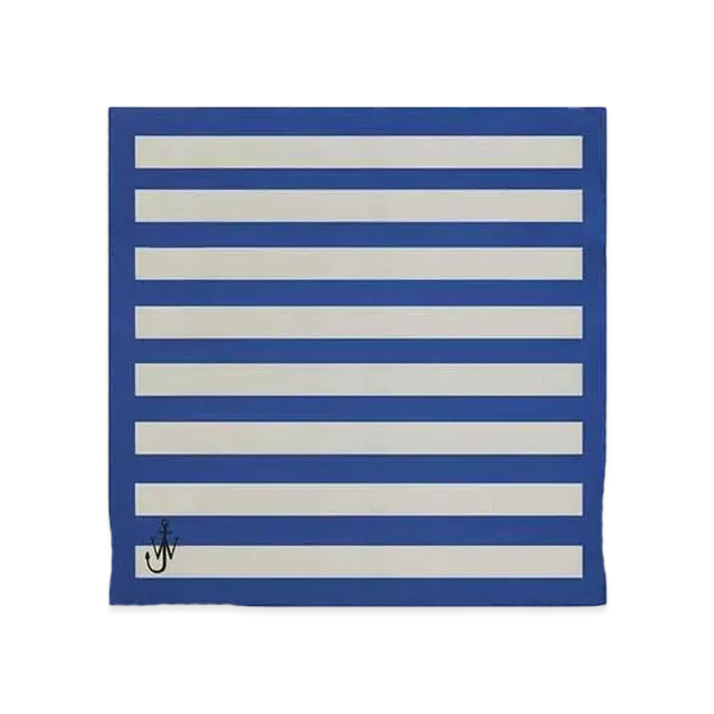 JW ANDERSON Striped Silk Scarf "Off White/Blue"