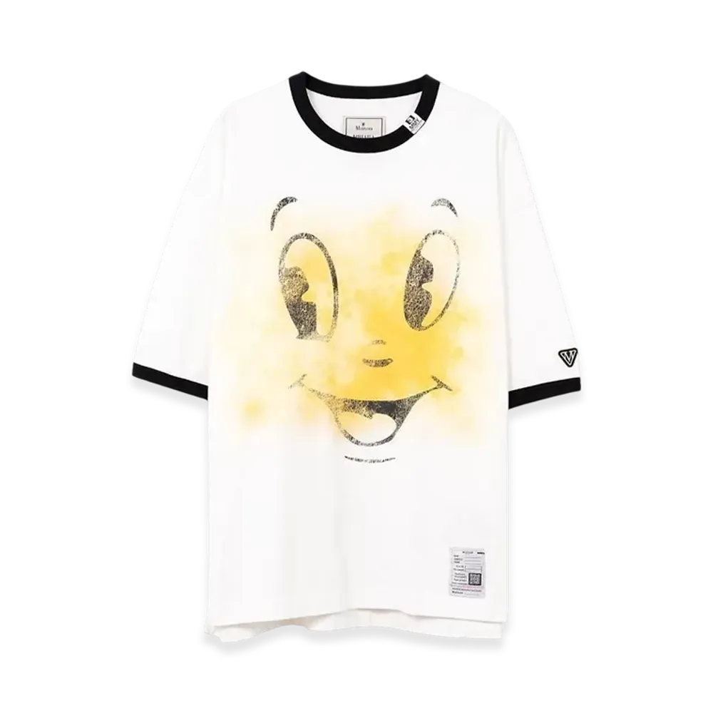 Maison MIHARA YASUHIRO Happy Face Printed Ringer T-Shirt "White"