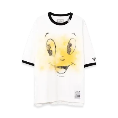 Maison MIHARA YASUHIRO Happy Face Printed Ringer T-Shirt "White"