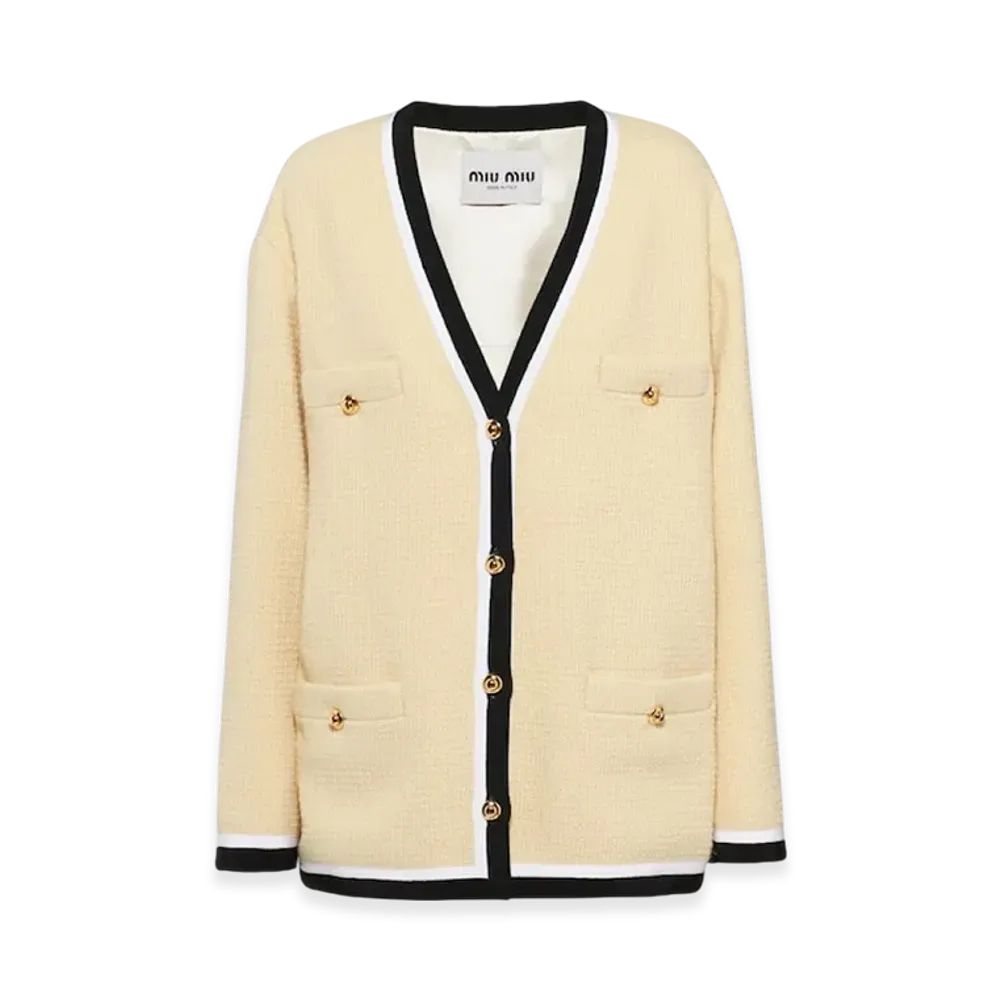 MIU MIU Women's Single Breasted Boucle Jacket "Cream"