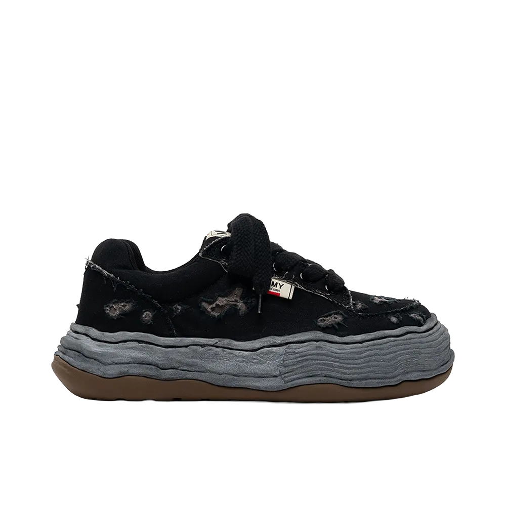 Maison MIHARA YASUHIRO OLIVER OG Sole Ripped Overdye Canvas Low-top Sneakers "Black"