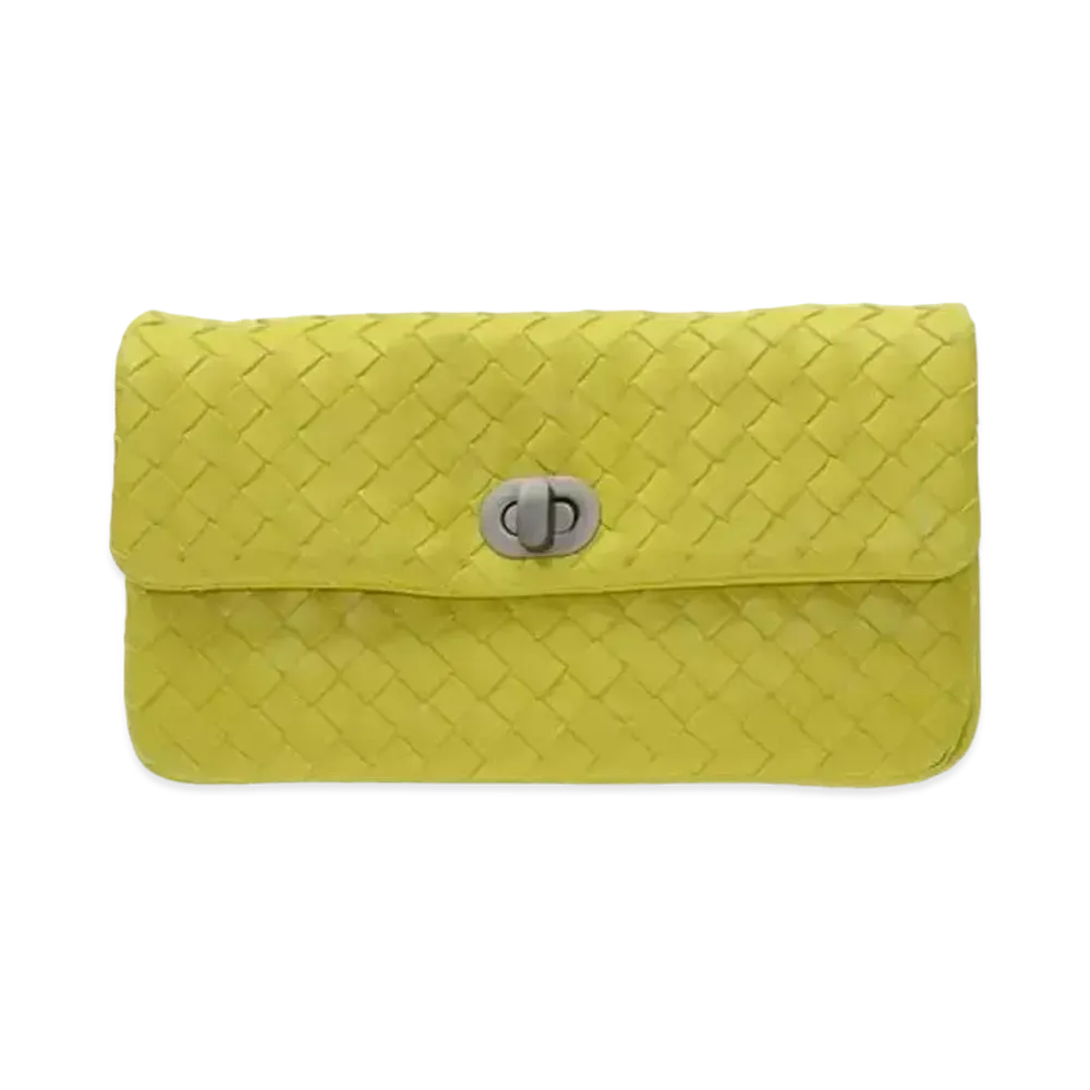 Bottega Veneta Intrecciato Lambskin Clutch Bag "Kiwi"