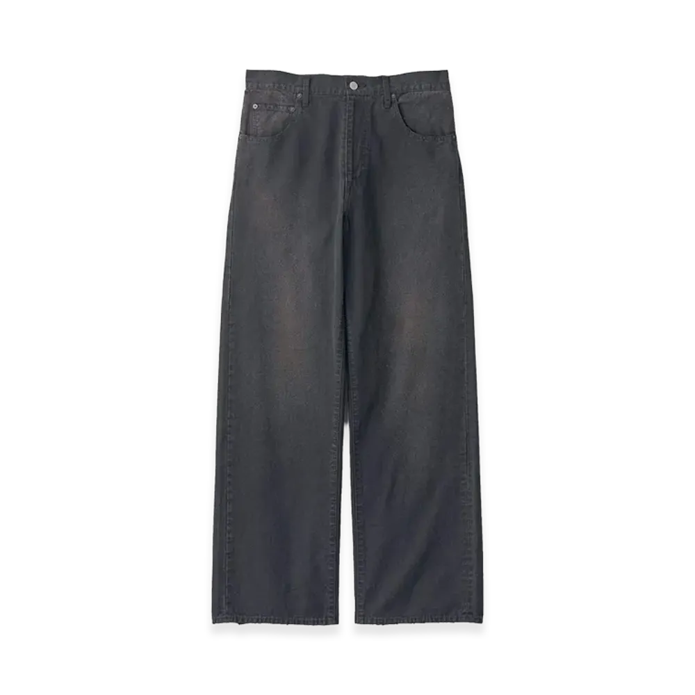 ssstein Sulfur Dyed Oxford Vintage Wide Pants "Black"