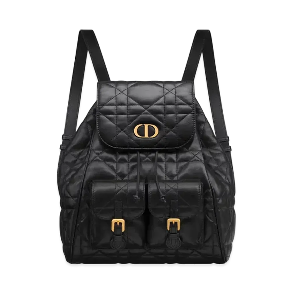 Dior Medium Dior Caro Backpack Macrocannage Lambskin "Black"