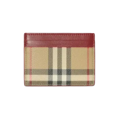 Burberry Women's Check Card Case "Archive Beige/Ruby Red"