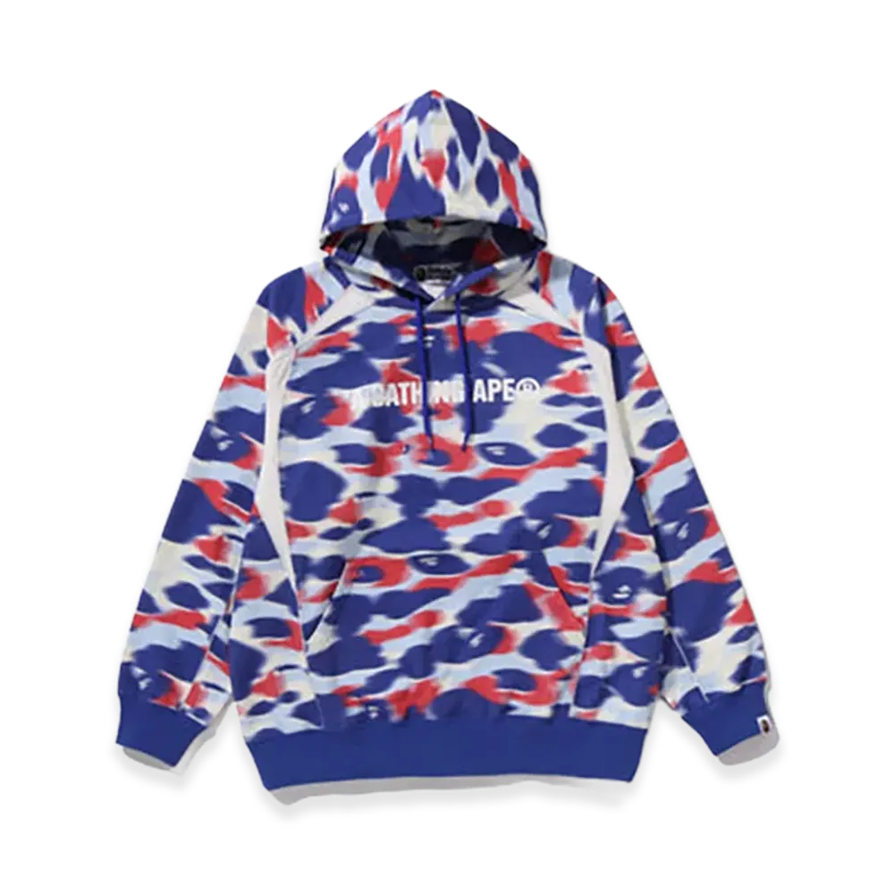 A BATHING APE Screen Camo Football Logo Relaxed Fit Pullover Hoodie "Blue"