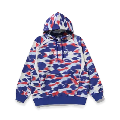 A BATHING APE Screen Camo Football Logo Relaxed Fit Pullover Hoodie "Blue"