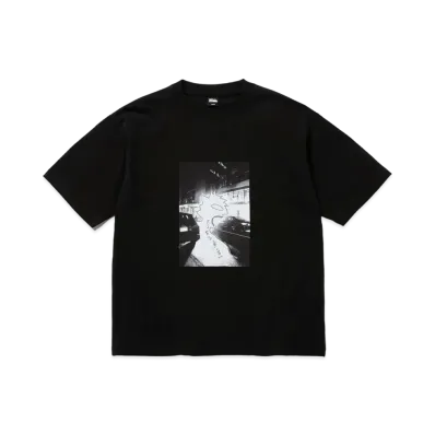FIRST DOWN S/S TEE #1 COTTON JERSEY by E-WAX STUDIO "Black"