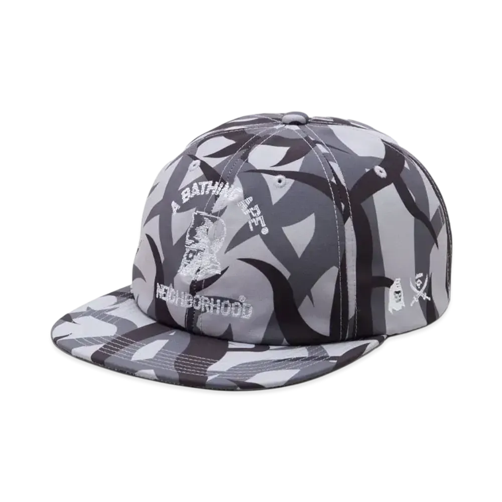 NEIGHBORHOOD x A BATHING APE Trial Camo General Panel Cap "Gray"