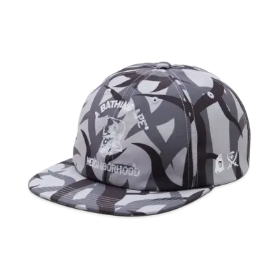 NEIGHBORHOOD x A BATHING APE Trial Camo General Panel Cap "Gray"