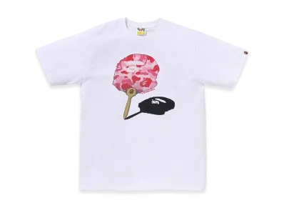 A BATHING APE ABC Camo Japanese Fan Ape Head Tee "White/Pink"