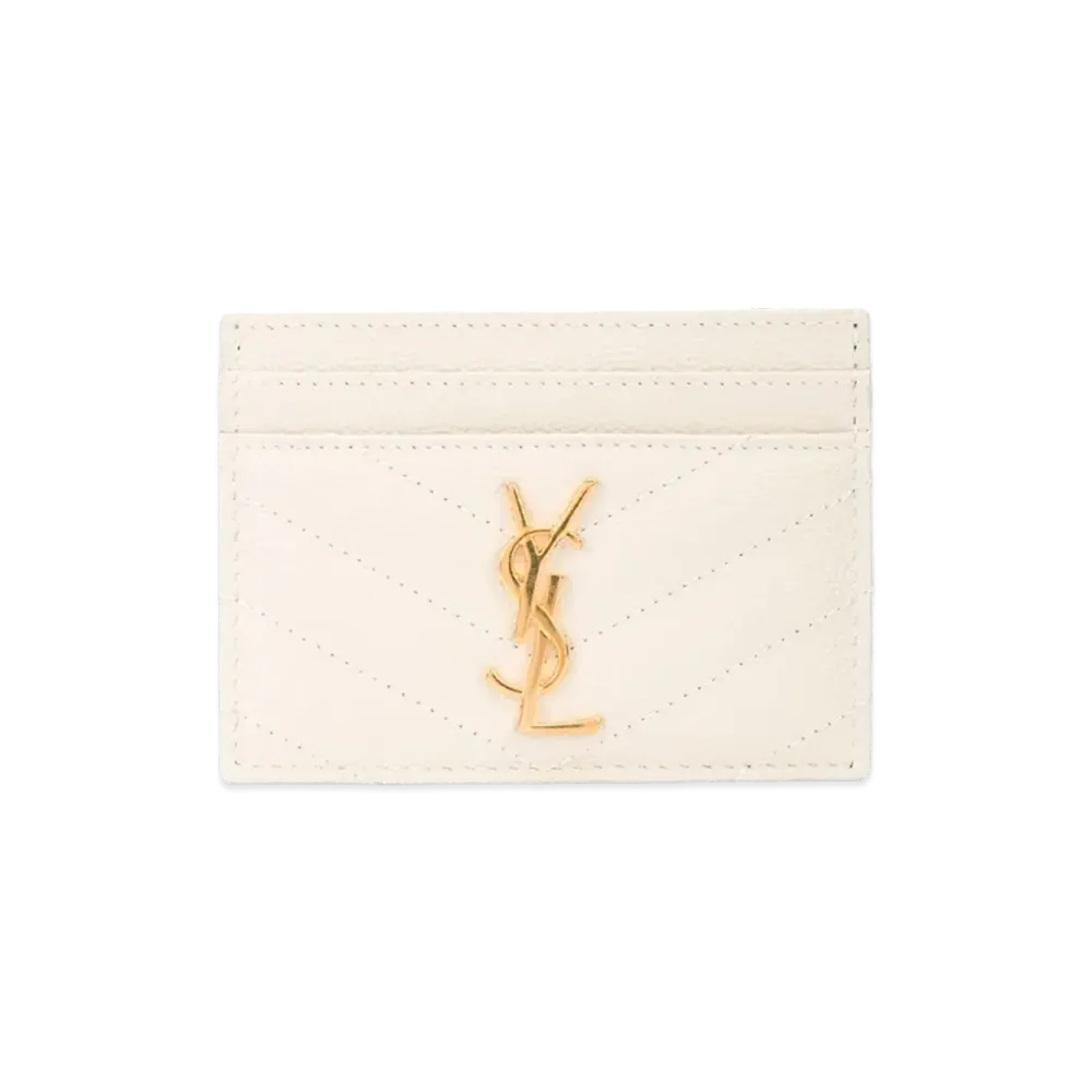 Saint Laurent Women's Monogram Card Case "White"