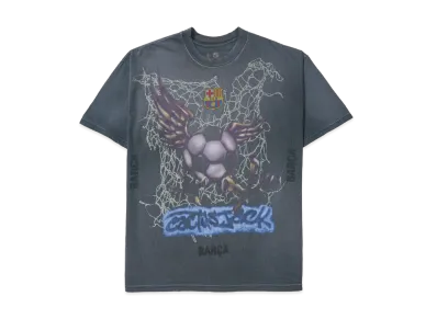 Travis Scott Cactus Jack x FC Barcelona Washed Spray Logo Tee "Grey"