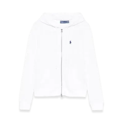 Polo Ralph Lauren Women's Cable Knit Cotton Full Zip Hoodie "White"