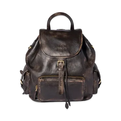 MIU MIU Leather Backpack "Coffee"