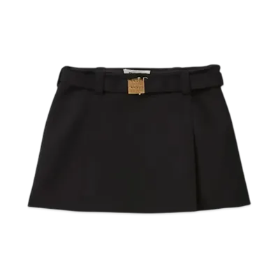MIU MIU Women's Grain De Poudre Miniskirt "Black"