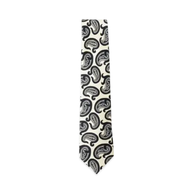 BEAMS Adamley Silk Paisley Print Tie "White"