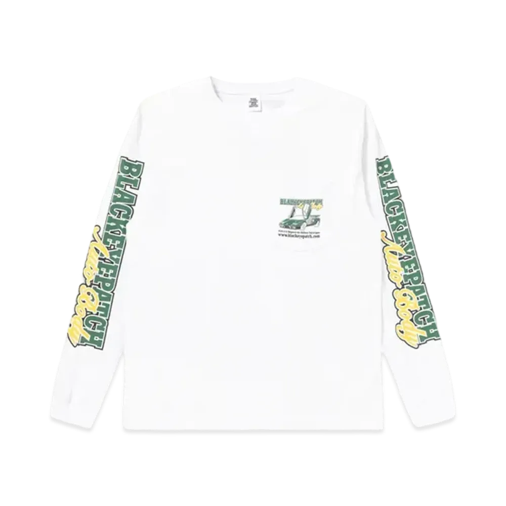 Black Eye Patch Auto Body L/S Tee "White"