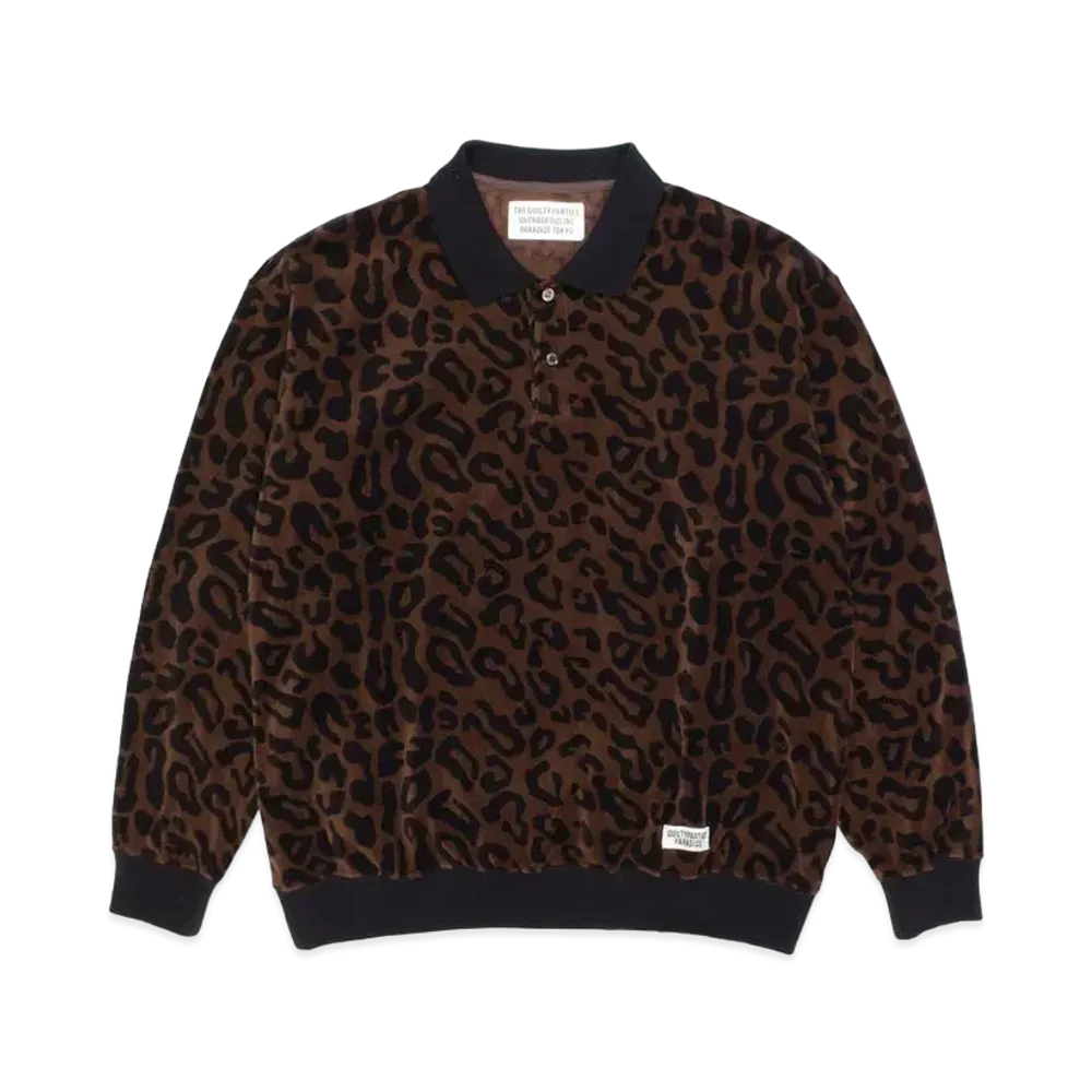 WACKO MARIA Leopard VELOUR POLO SHIRT "Beige"