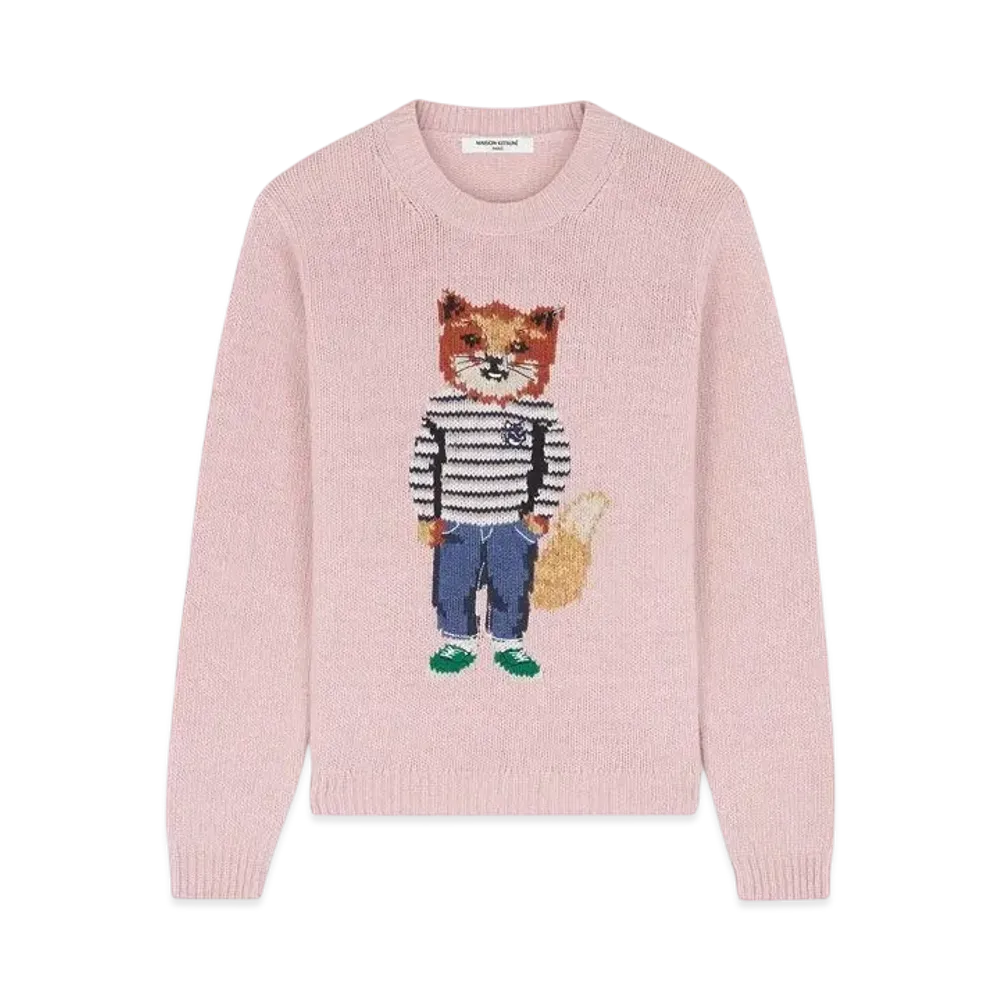 Maison Kitsune Dressed Fox Intarsia Jumper "Light Pink"