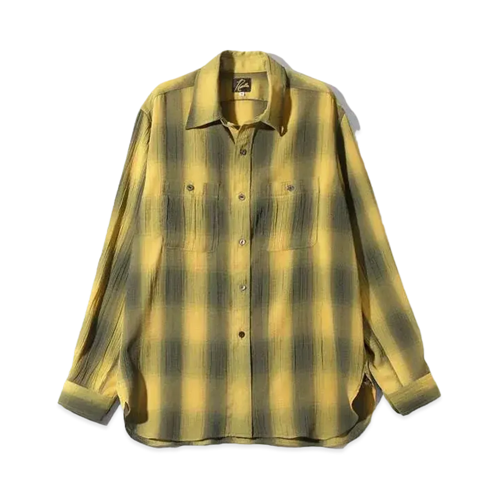 Needles Work Shirt - Poly Crepe Ombre Plaid "Yellow"