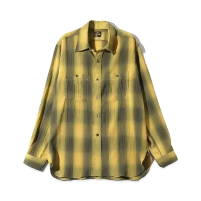 Needles Work Shirt - Poly Crepe Ombre Plaid "Yellow"
