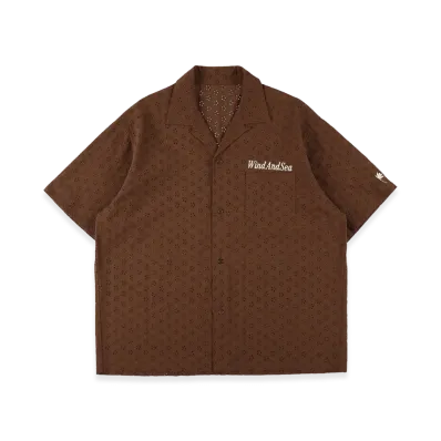 WIND AND SEA Cotton Lace S/S Shirt "Brown"