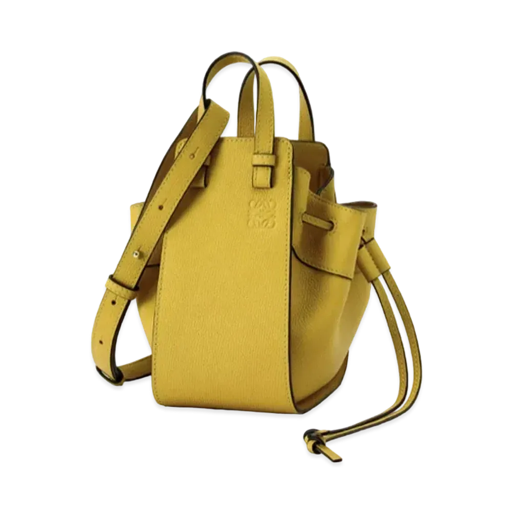 LOEWE Mini Hammock Drawstring In Pebble Grain Calfskin "Ochre"