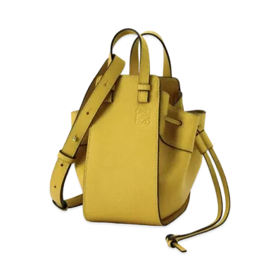 LOEWE Mini Hammock Drawstring In Pebble Grain Calfskin "Ochre"