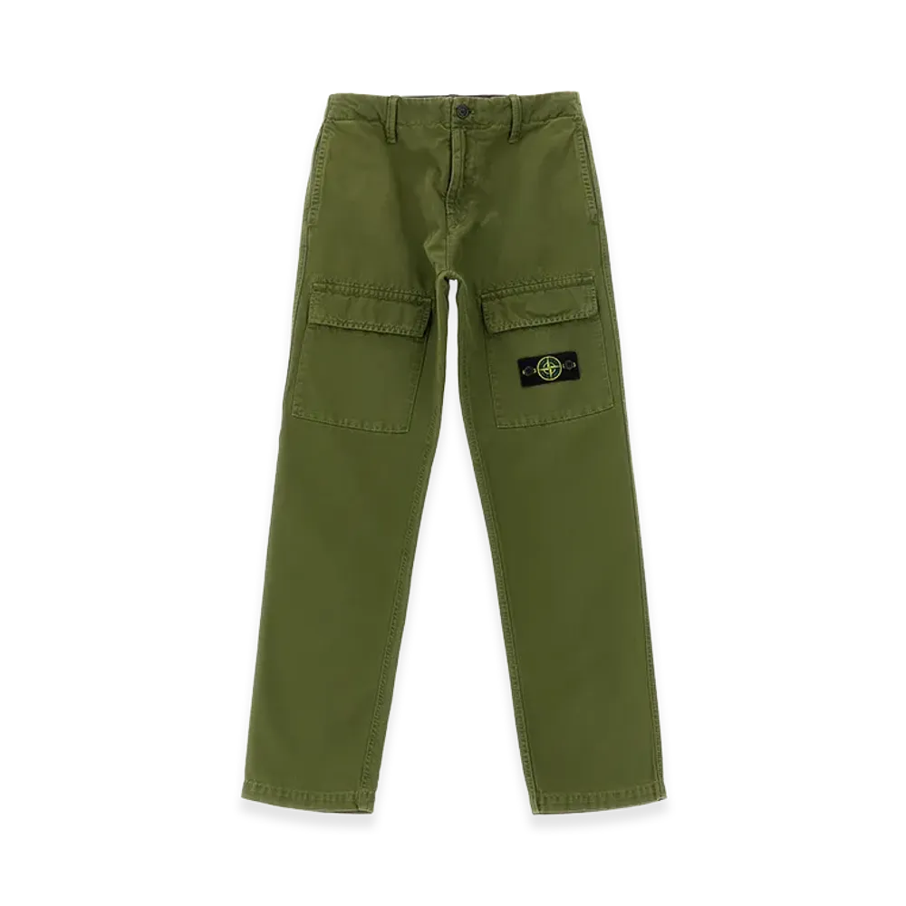 Stone Island Kids Canvas Cargo Pants "Green"