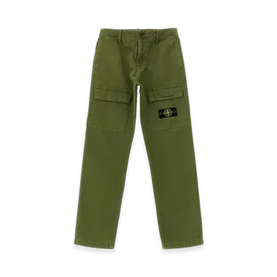 Stone Island Kids Canvas Cargo Pants "Green"