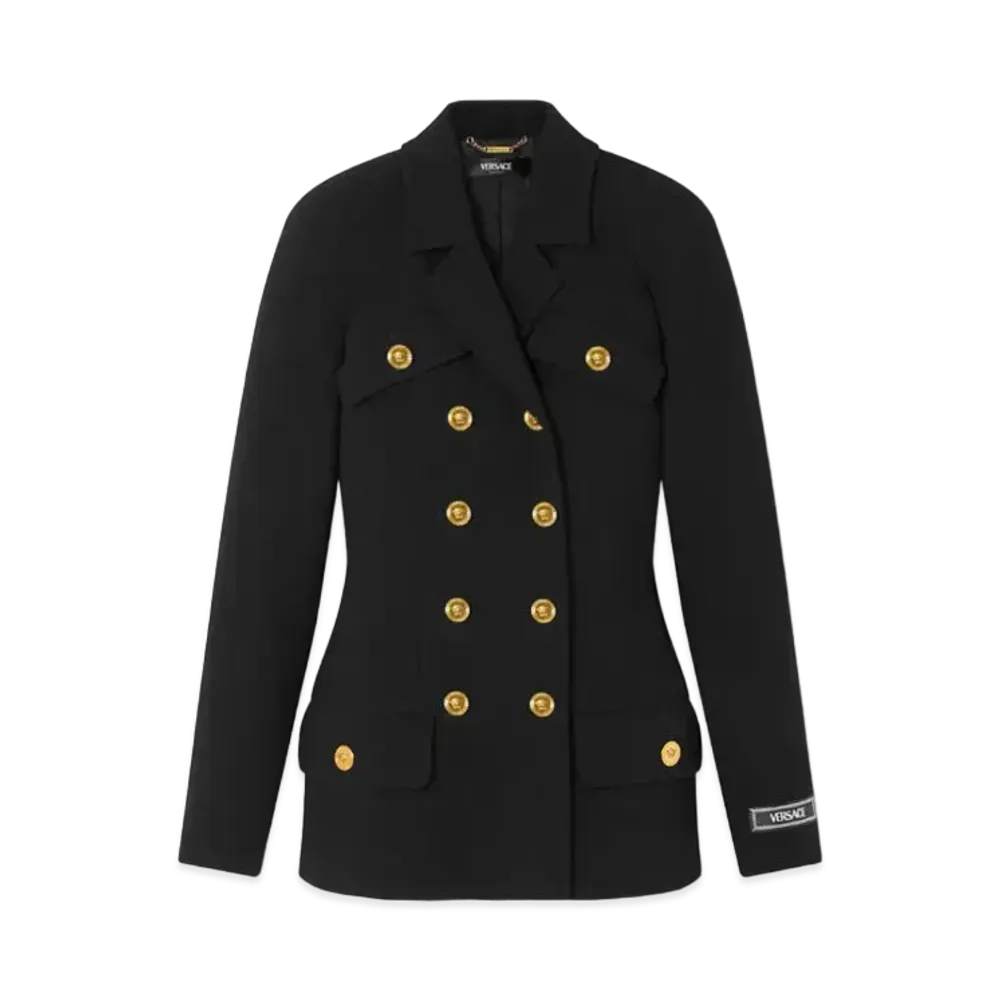 Versace Wool Crepe Fit Raglan Blazer "Black"