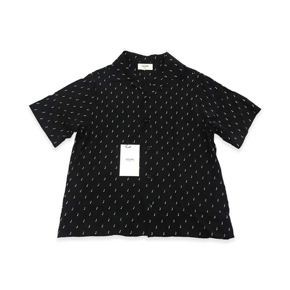 CELINE Music Note Hawaiian Rayon Shirt "Black"