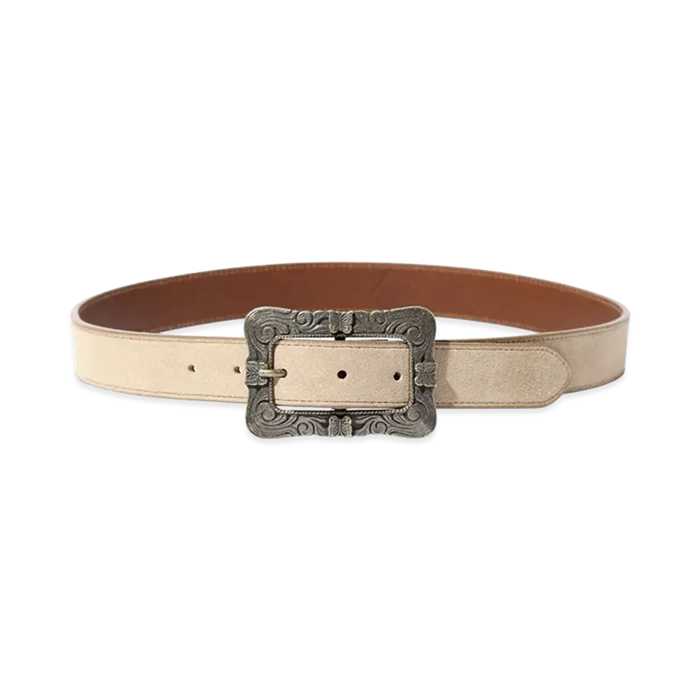 NEEDLES Papillon Square Buckle Belt Suede "Taupe"