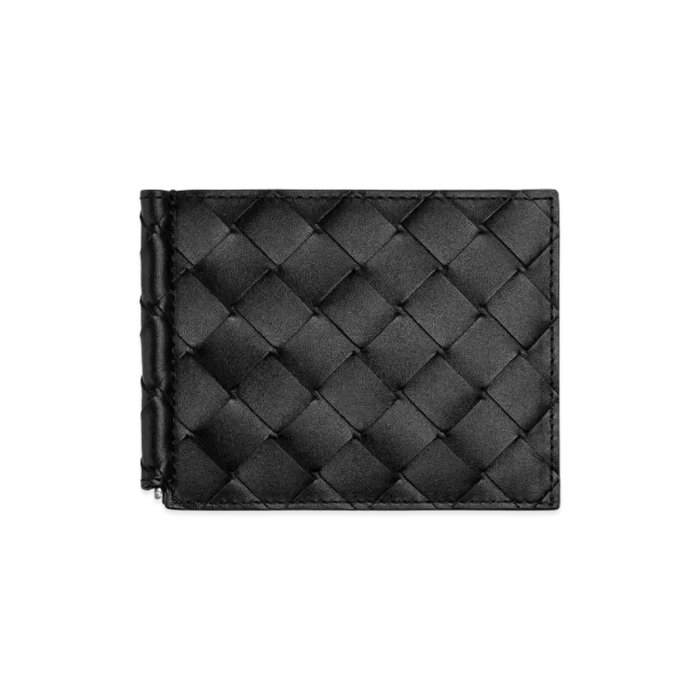 Bottega Veneta Money Clip Wallet "Black Cobalt"